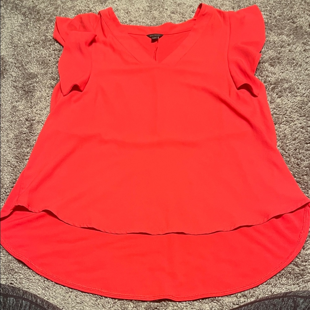 Ann Taylor Bright Red Flutter Sleeve Blouse